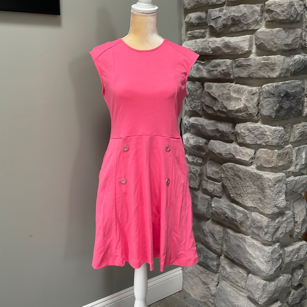 NY & Company 4 button flare dress in radiant rose, Small, NWT